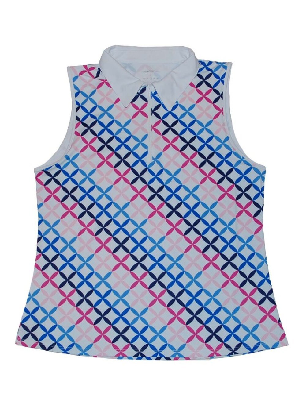 NWT Gottex Lifestyle Geo Blossom Sleeveless Half Zip Golf Polo Shirt Large L